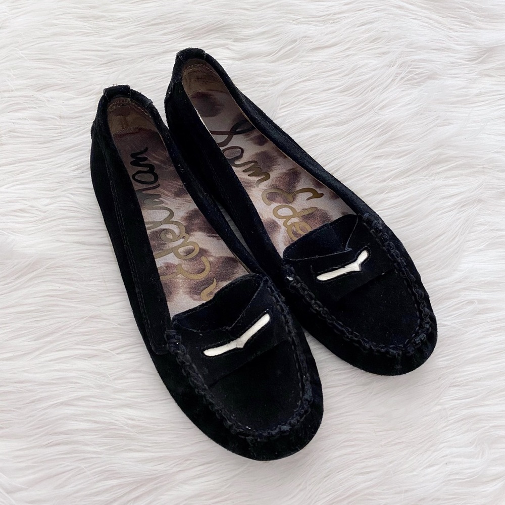 Sam Edelman Black Suede Leather Jones Driving Loafers